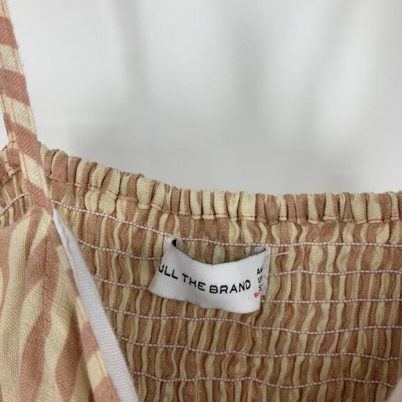 Faithfull The Brand Dress Small 100% Linen Stripe Lace Up Mini - Picture 7 of 16